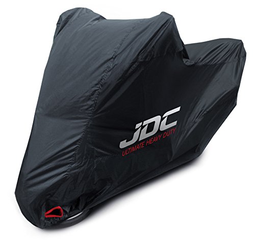 JDC 100% wasserdichte Motorradabdeckung - Ultimate Heavy Duty (Extra strapazierfähig, weiches Futter, hitzebeständig, verschweißte Nähte) - M