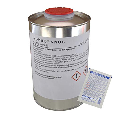 ISOPROPANOL - 1 Liter Dose - Isopropylalkohol - hochreines Lösungsmittel - Reinheit > 99,9% - Universalreiniger - Cramolin - 402841 inkl. 1 St. DEWEPRO® SingleScrubs - 2-Propanol IPA