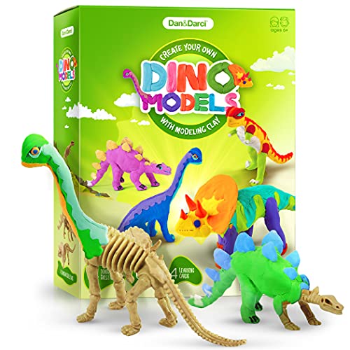 Erstellen Sie Ihre eigenen Dino-Modelle mit Modelliermasse – bauen Sie ein Dinosaurier-Modell mit lufttrocknendem magischem Ton – Tiere & Dinosaurier-Geschenke für Jungen und Mädchen – Kunst- und