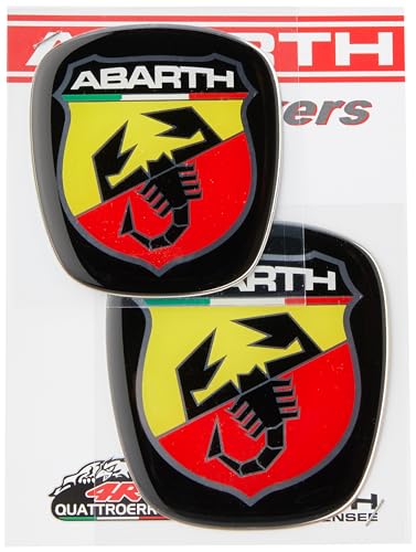 ABARTH 3D Official Shield Logo Sticker für FIAT Grande Punto, Vorne und Hinten, 60 x 65 mm, 71 x 65 mm