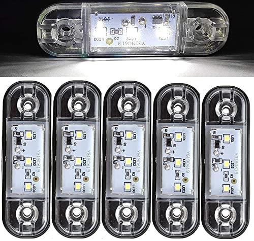 LED-Seitenmarkierungsleuchten, 10 STÜCKE 3 LED Auto Car Truck Trailer Caravan Seitenmarkierungsleuchte 12V 24V für Truck Trailer Van Caravan (Weiß)