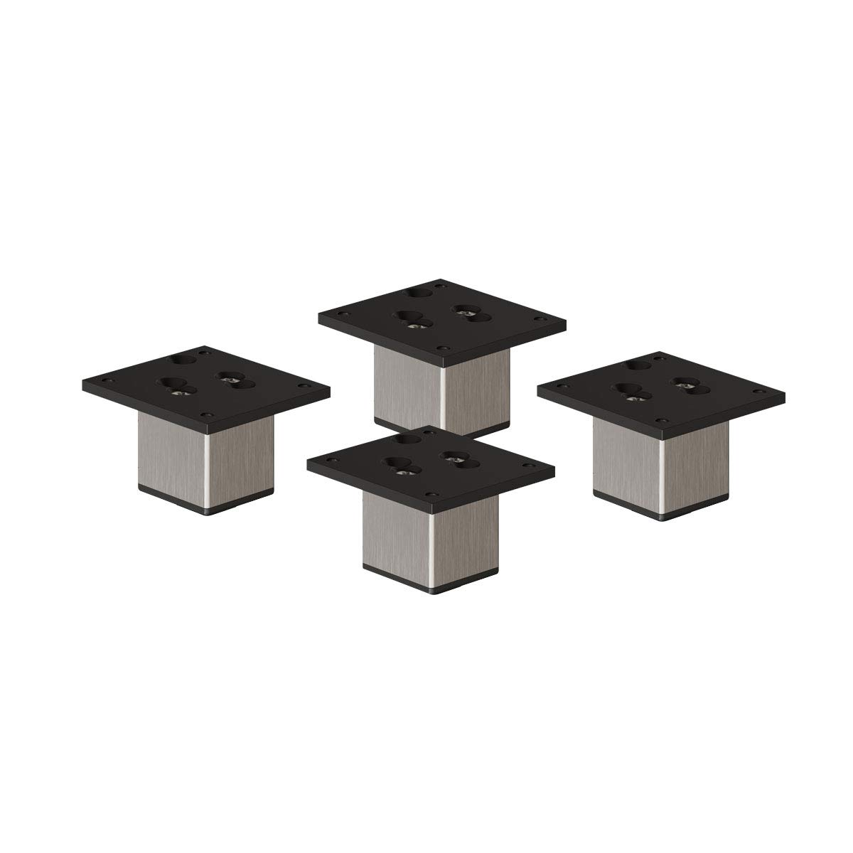 sossai® Exklusiv - Aluminium Möbelfüße | E4MF-N | 4er Set | Höhe: 60mm | Farbe: Inox