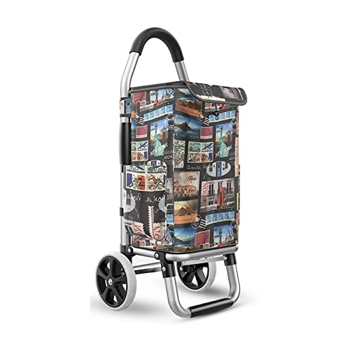 LCYFBE Einkaufstrolley,zusammenklappbar, 36L, Einkaufswagen auf Rollen,bis 50 kg belastbar,für Einkaufen oder Transportieren von Waren,Abnehmbar Wasserdichter Einkaufstasche (Briefmarke)