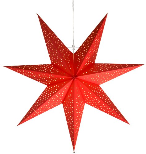 Weihnachtsstern Dot von Star Trading, 3D Papierstern Weihnachten in Rot, Dekostern zum Aufhängen mit Kabel, E14 Fassung, Ø: 54 cm