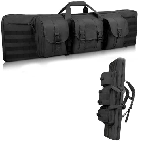 SJASD Gewehrtasche,waffentasche abschließbar 2 langwaffen,Lange Jagdtasche,mit Doppelfach & 2 Große Zubehör Beutel,für Outdoor Tactical Gewehrtasche,108cm