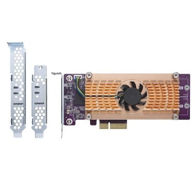 Qnap Dual M.2 22110/2280 SATA SSD Erweiterungskarte (PCIe Gen2 X 2), Low-Profile Bracket vorinstalliert, Low-Profile Flat und Full Height sind gebündelt PCIe Gen3x4, M.2 PCIe SSD X 4, PCIe Gen3 x8 host