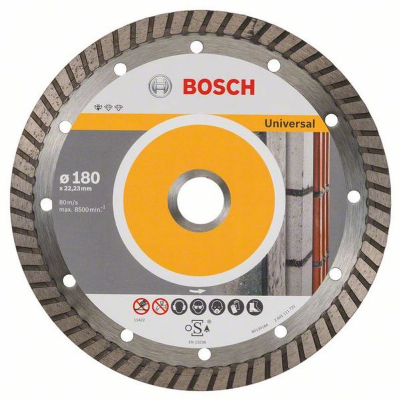 Bosch Diamanttrennscheibe Standard for Universal Turbo, 180x22,23x2,5x10 mm, 10er-Pack 2608603251