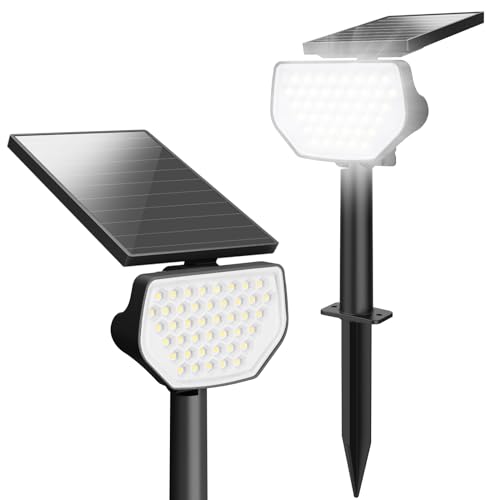 Lepro Solarlampen für Außen Garten, IP65 Solar Gartenleuchten mit Drehbaren Solar Panel, 2-in-1 Solarleuchten mit 2 Beleuchtungsmodi, 43LED Solar Strahler Wegeleuchten Aussen, 2 Stück, Kaltweiß