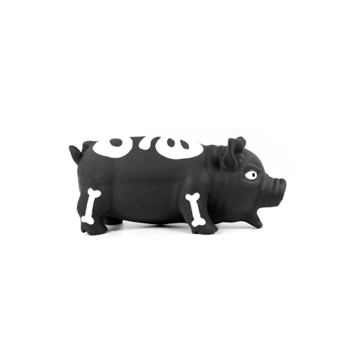 Record - Hundespielzeug aus Latex mit Squeaker Horror Schwein Skelett - Interaktives Spielzeug für Tiere - strapazierfähiges Material - Farbe Schwarz - Größe: 22 cm