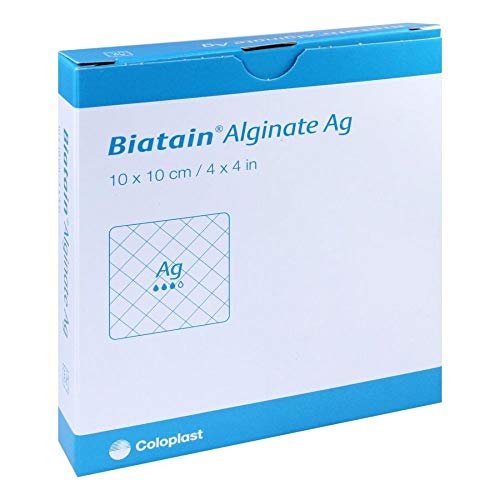 BIATAIN Alginate Ag Kompressen 10x10 cm mit Silber 10 St Verband