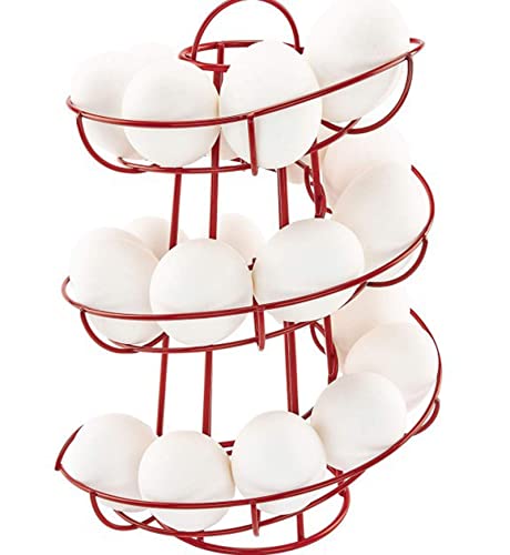 Eierspender Eierspirale Edelstahl spiralförmiges Design Eierständer Aufbewahrung Design Eierständer Frühstücksei Ständer,Rot