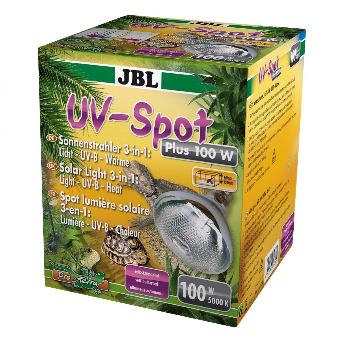 JBL Solar UV-Spot plus UV-Spotstrahler mit Tageslichtspektrum Licht UV-B Wärme, E27, 100 W, 61838