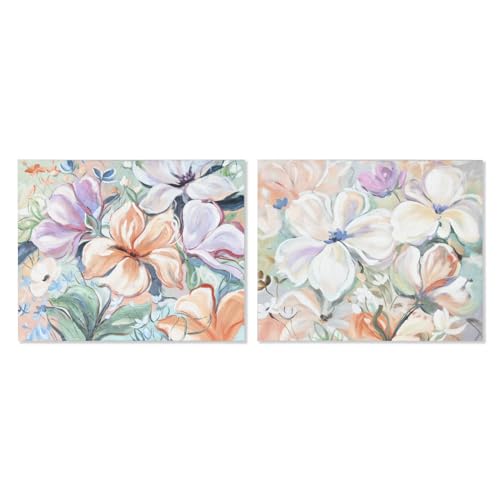 Home ESPRIT Bild Blumen Shabby Chic 100 x 3,7 x 80 cm (2 Stück)