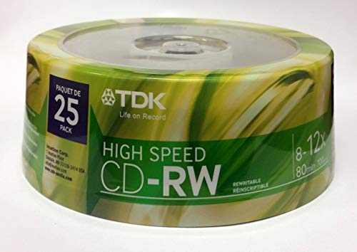 TDK CD wiederbeschreibbar Medien – CD-RW – 12 x – 700 MB – 25 Pack Spindel