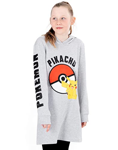 Pokemon Hoodie Kleid Mädchen Kinder Game Geschenke Pikachu Graue Jumper Pullover 13-14 Jahre