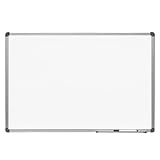 Tafel für Marker, Whiteboard, Wandtafel, Marker, Aluminiumrahmen, Whiteboard aus Melamin, für Schule, Arbeit oder Personal, glatte Oberfläche · m-office (90 x 60 cm)