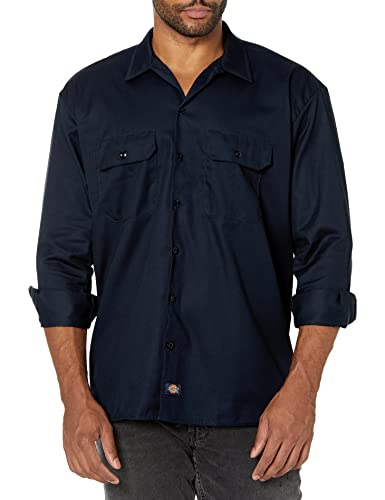 Dickies Herren Freizeithemd Streetwear Male Shirt Long Sleeve Work, Blau (Dark Navy DN), XL