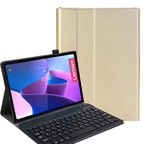 YHFZR Spanish Keyboard Case Ñ für Lenovo Tab P12 Pro, Spanish Ultra Slim Keyboard Case mit magnetisch abnehmbarem drahtlosem Bluetooth für Lenovo Tab P12 Pro 12,6 Zoll, Gold