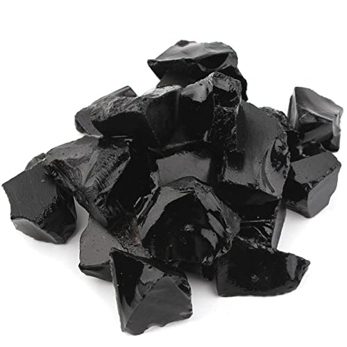 LIJUCAI 100 g Bulk Lots roher rauer Kristallquarz natürlicher Stein Amethyst Citrin Fluorit Mineralexemplar Gartendekoration, Obsidian