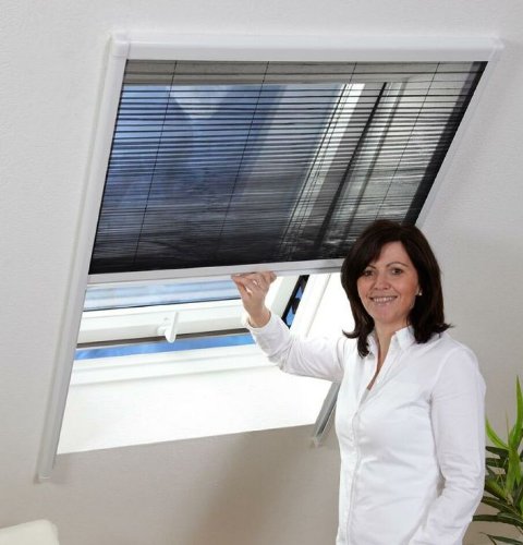 hecht international Insektenschutzrollo für Dachfenster, transparent, braun/anthrazit, BxH: 110x160 cm