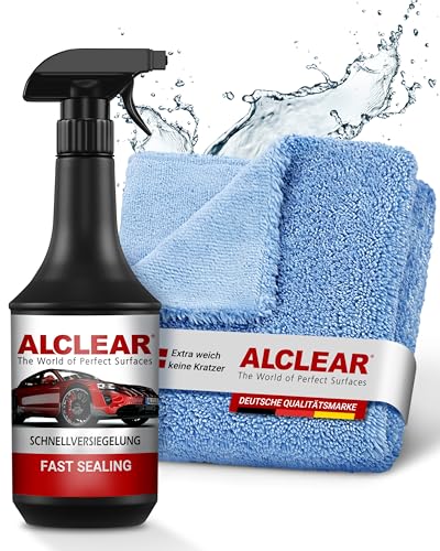 ALCLEAR 71100SV Lack Schnellversiegelung 1 Liter inkl. Mikrofaser Auto Poliertuch für Autopflege, Motorrad, Fahrrad