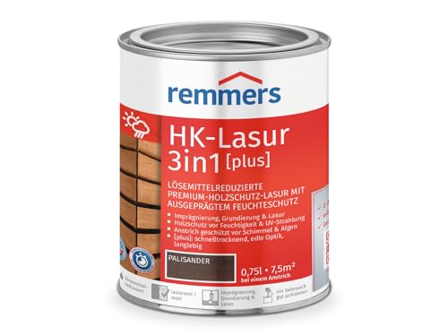 Remmers Aqua HK-Lasur 3in1 palisander, matt, 0,75 Liter, Holzlasur, Premium Holzlasur außen, 3fach Holzschutz mit Imprägnierung + Grundierung + Lasur