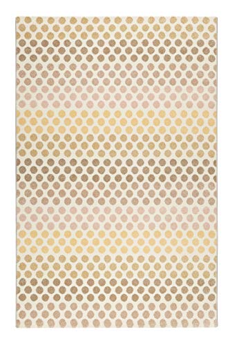 Esprit Home , Moderner Kurzflor Teppich - Läufer für Wohnzimmer, Flur, Schlafzimmer , Spotted Stripe (120 x 170 cm , beige Taupe rosa gelb)