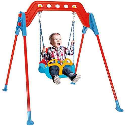 Pilsan Babyschaukel Swing 07968 mit Metallrahmen, Rückenlehne, Abnehmbarer Bügel, Farbe:blau