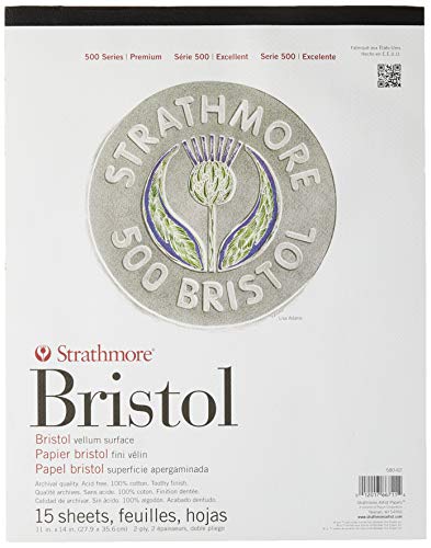 Strathmore (580-62 500er-Serie Bristol, 2-lagige Pergamin-Oberfläche, 27,9 x 35,6 cm, weiß, 15 Blatt