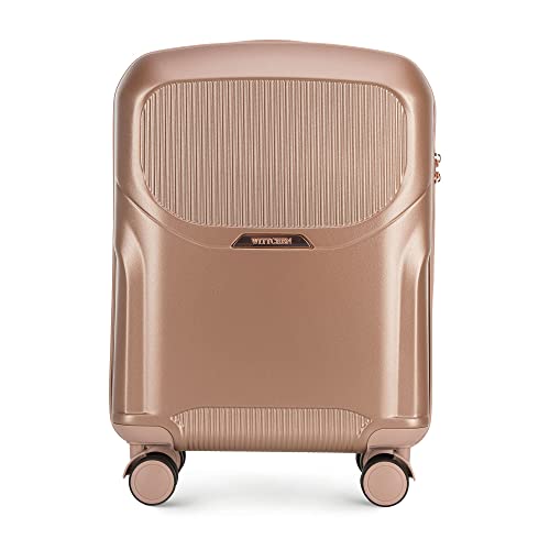 WITTCHEN Stilvoller Koffer Trolley Handgepäck strapazierfähigem Polycarbonat Trolley 8 Rollen TSA Zahlenschloss Gedämpftes rosa