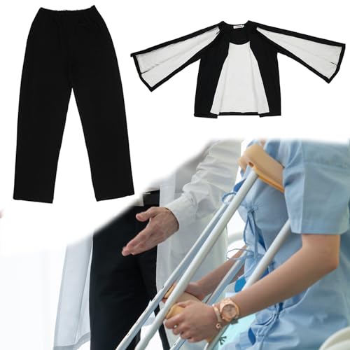 Winter Kleidung Für Die Patientenpflege,Kleidung Für Behinderte Ältere Patienten Der Chirurgie,Krankenpflegekleidung Für Zu Hause,Einfach Tragen Und Auszuziehen (Black L)