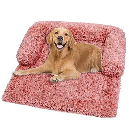 Waigg Kii Plüsch-Hundebett für Hunde, Größe L/XL, weiche Beruhigungsbetten, Matratzenkissen, rechteckiges Haustierbett für Katzen, große, mittelgroße und kleine Hunde (76 x 76 x 15 cm, rosa)
