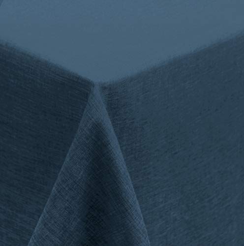 Tischdecke eckig 130x340 cm beschichtet Struktur Leinen-Optik Flecken und Wasser abweisend Lotuseffekt #1225 (blau)