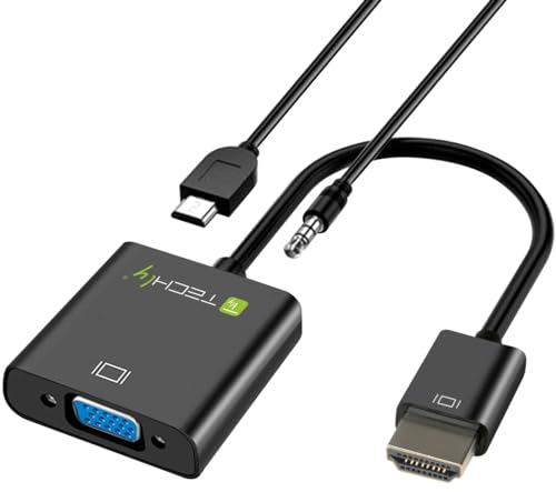 Techly HDMI – VGA + 3,5 mm + Micro USB B m/f hdmi VGA + 3,5 mm + Micro-USB schwarz – (HDMI, VGA + 3,5 mm + Micro USB Kabel Adapter, männlich/weiblich, schwarz, 1920 x 1080 Pixel, 0–70 °C)