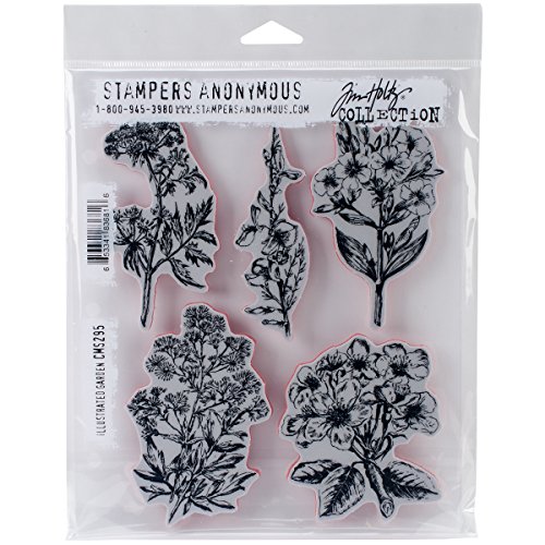 Tim Holtz Cling Stamps 7"X8.5"-Illustrated Garden