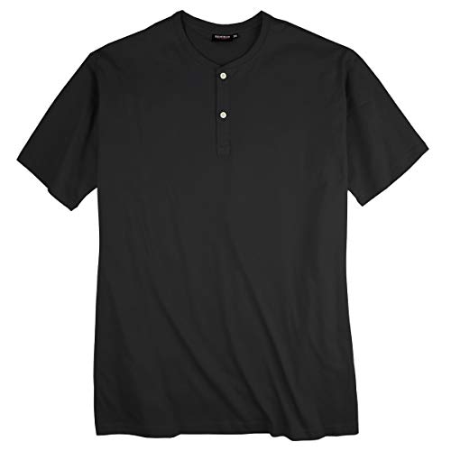 Redfield T-Shirt schwarz mit Knopfleiste Übergröße, Größe:10XL