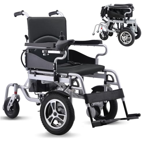 Broobey Faltbare elektrische Rollstühle für Erwachsene, Kapazität 120Kg, elektrischer Rollstuhl, elektrischer motorisierter Rollstuhl für Senioren 12" Flexibles Vorderrad