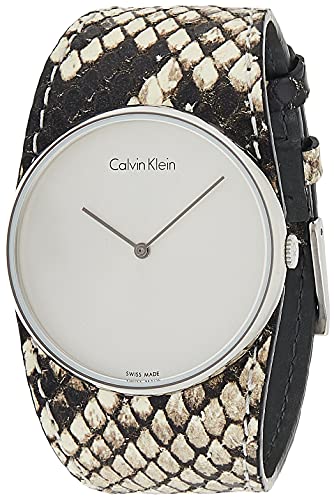 Calvin Klein Damen Analog Quarz Uhr mit Leder Armband K5V231L6