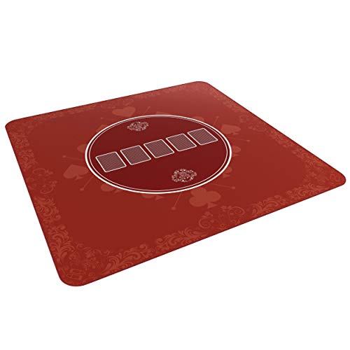 Bullets Playing Cards Heads-Up Pokermatte Rot in 80 x 80cm für den eigenen Pokertisch - Deluxe Pokertuch – Pokerteppich – Pokertischauflage…