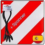 PLANGER® - Warntafel Spanien (50 x 50 cm) + Spanner - Reflektierendes Warnschild rot weiß für Heckträger u Fahrradträger