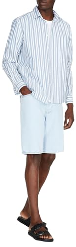 Sisley Mens Bermuda 4P7YS900P Shorts, Light Blue Denim 901, 36