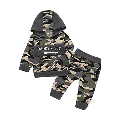 Verve Jelly 2Pcs Kleinkind Baby Jungen Kleidung Outfits Letter Print Hoodie Sweatshirt Tops + Camouflage Hosen Trainingsanzug Kleidung Set