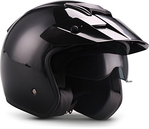 MOTO Helmets® S77 „Shiny Black“ · Jet-Helm · Motorrad-Helm Roller-Helm Scooter-Helm Bobber Mofa-Helm Vintage Pilot Biker · ECE S (55-56cm)