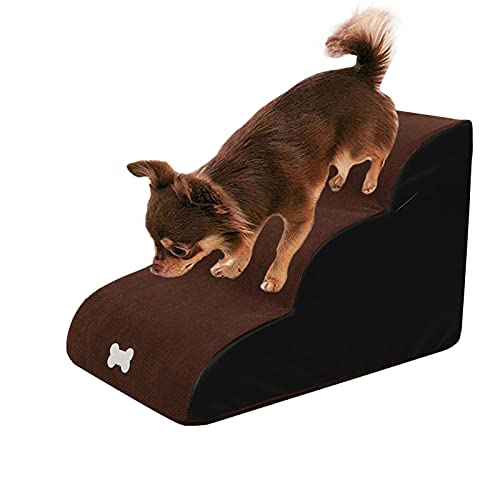 Luckxing Hundetreppen/Treppen Für Hohe Betten, 3 Stufen Leiter Haustiertreppe Katzentreppe Kleines Sofa Verhaltensleiter Schwammtreppe Für Schlafsofa Hundetreppe - 60x40x40cm