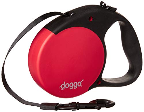 doggo Everyday einziehbare Hundeleine, 40,6 m Langer Gürtel, Größe L für Hunde bis zu 50 kg, Rot mit schwarzem Soft-Grip-Griff