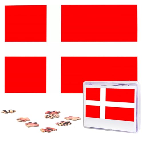 KHiry Puzzles 1000 Teile personalisierte Puzzles Dänemark dänische Flagge Foto Puzzle anspruchsvolles Bild Puzzle für Erwachsene Personaliz Jigsaw mit Aufbewahrungstasche (74,9 x 50 cm)
