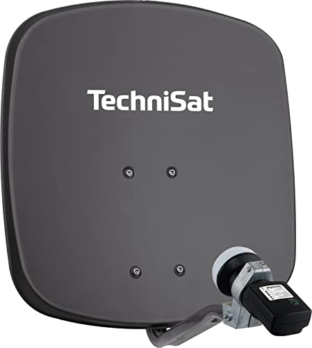 TechniSat DIGIDISH 45 – Satelliten-Schüssel für 1 Teilnehmer (45 cm kleine Sat Anlage - Komplettset mit Wandhalterung und Satfinder V/H-LNB) grau