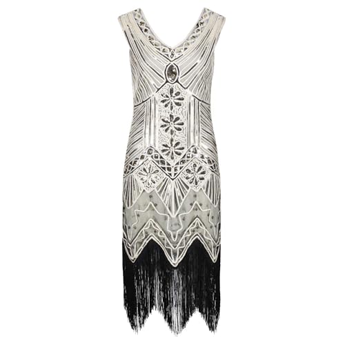 Ro Rox Georgia Great Gatsby Party 1920er Jahre Abend Kleid - Champagner (L - 40)