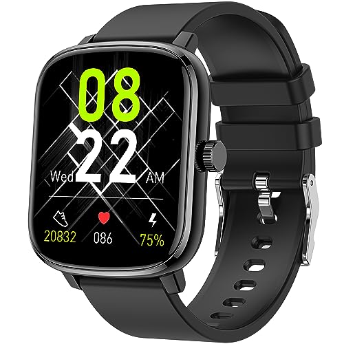 Popglory Smartwatch für Damen Herren, Fitness Tracker 1.69 Zoll Touch-Farbdisplay mit Bildschirm teilen, Fitness Armbanduhr mit Blutdruckmessung Pulsuhr Schlafmonitor Sportuhr Schrittzähler
