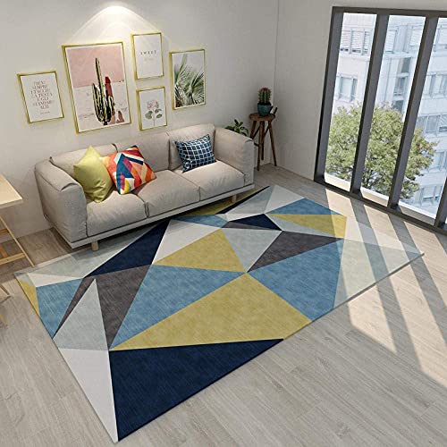 Moderner extra großer Teppich, Schlafzimmer, Wohnzimmer, Heimdekoration, Bodenmatte, gelbes Dreieck, 80 x 120 cm